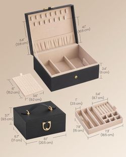 SONGMICS 2-Layer Jewerly Organizer Box with Handle and Removable Tray (Black) NEW IN BOX!