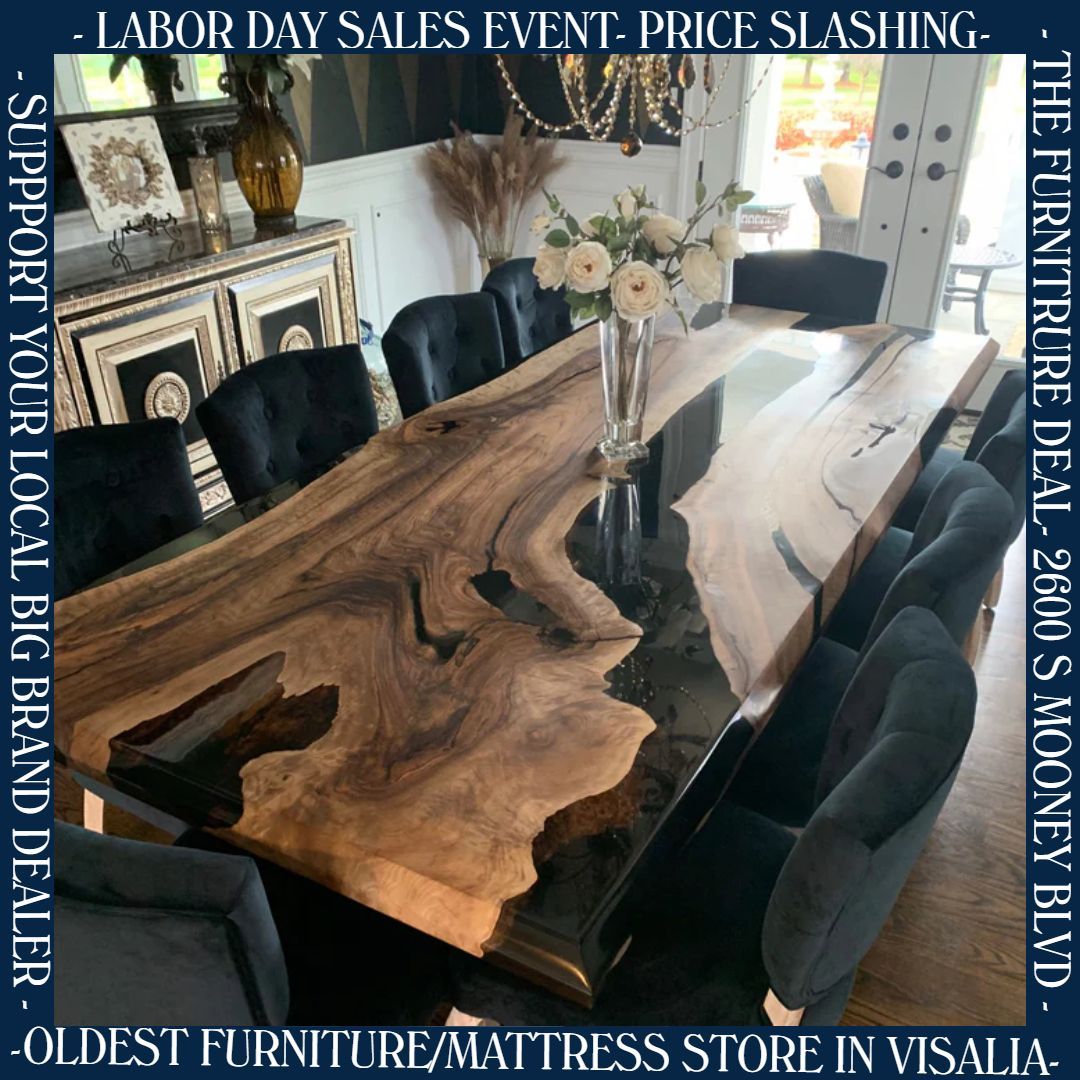 HAND-CRAFTED LIVE EDGE RESIN DINING TABLE