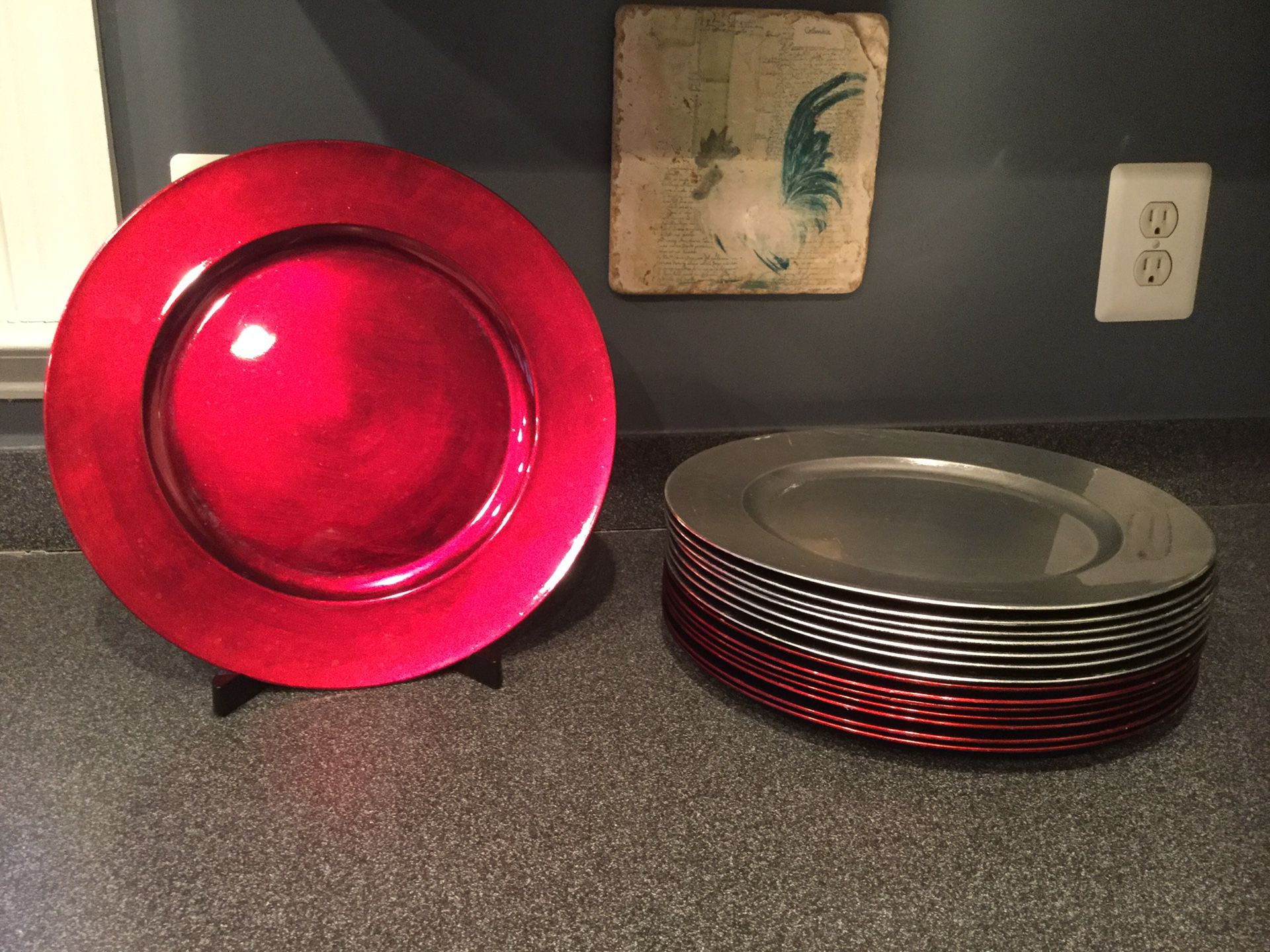 Red & Silver Charger Plates