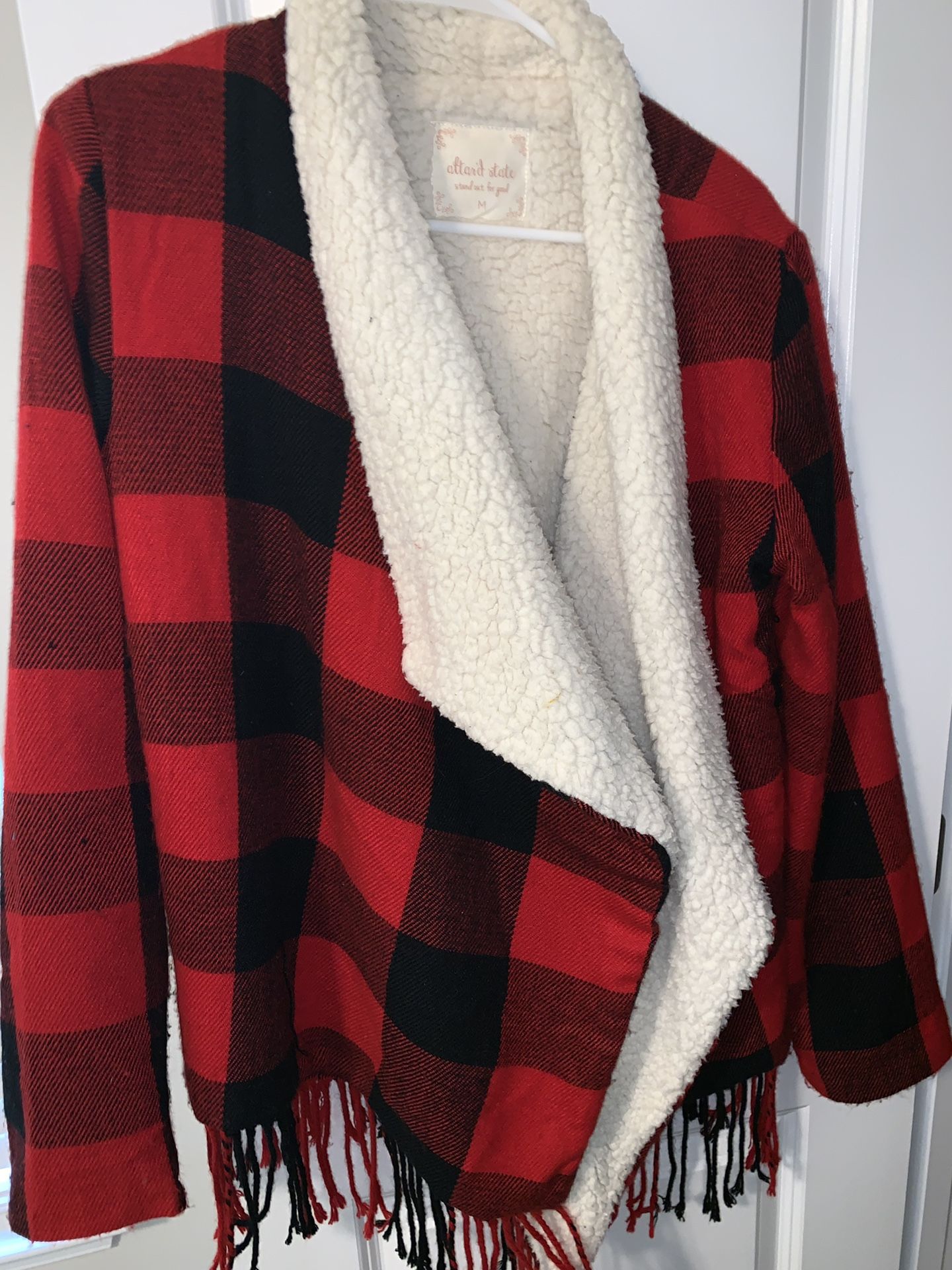 Sherpa lined flannel jacket in medium