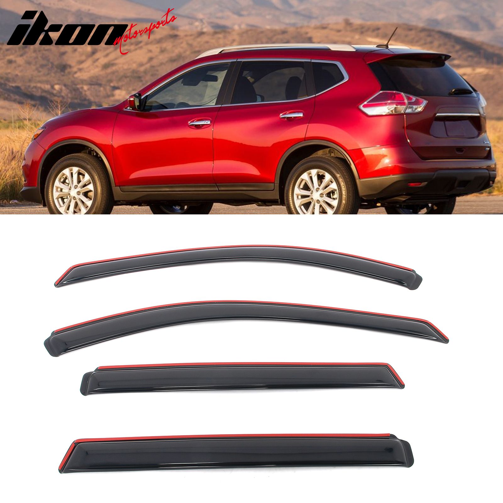 Fits 2014-2020 Nissan Rogue Acrylic Window Visors In Channel Rain Sun Deflectors Set