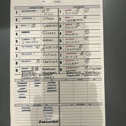 Cubs/Giants Spring Training Line Up Card 2003