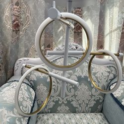 Modern 3-Ring LED Ceiling Light – White & Gold Finish | Contemporary Ring Chandelier | $48