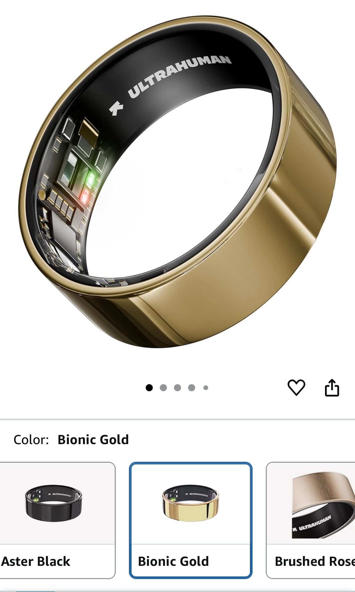 Ultrahuman Size 7 Activity Tracker Ring Air in Bionic Gold