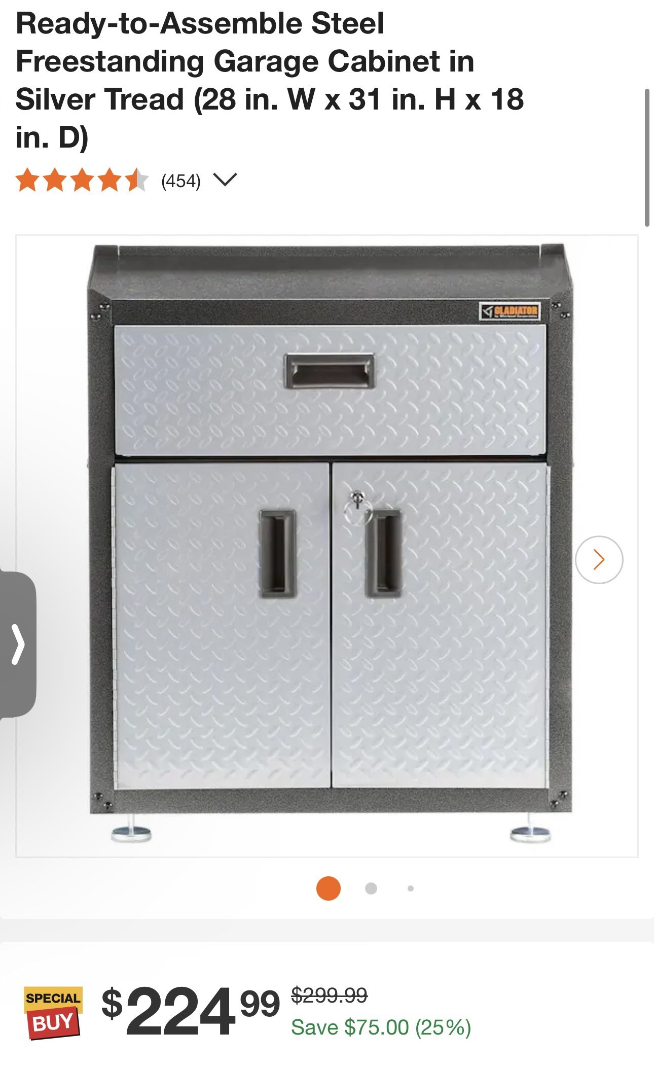 Gladiator Steel Freestanding Garage Cabinet in Silver Tread (28 in. W x 31 in. H x 18 in. D)