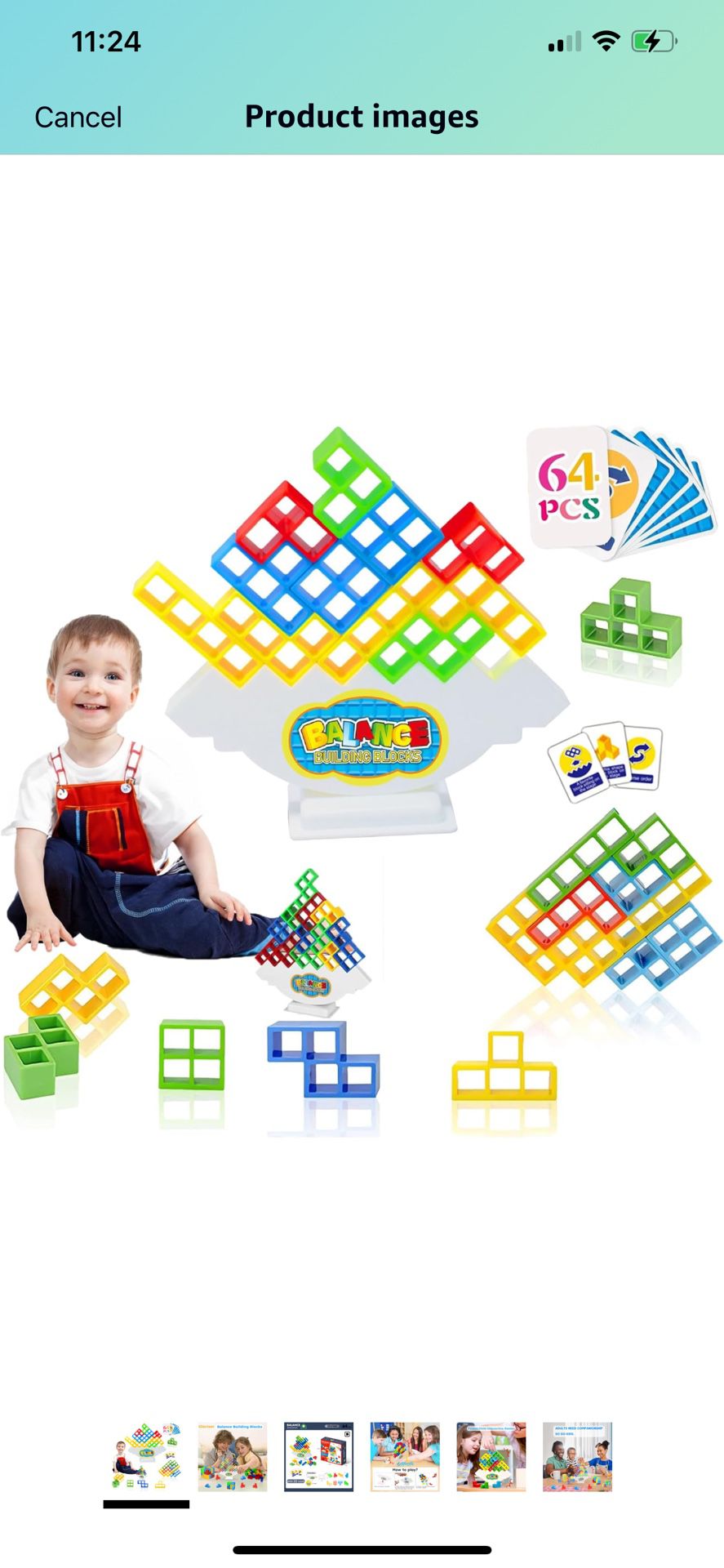 64 PCS Tetra Tower Game, Balance Stacking Building Blocks Board Game for Kids, Adults