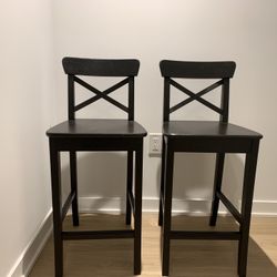 IKEA Ingolf Bar Stools with Backrest Black brown for Sale in Jersey