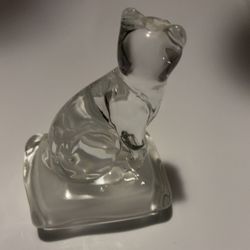 Crystal Glass Cat Paper Weight 
