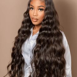 NEW/SEALED Loose Deep Wave V Part Wig Glueless Synthetic Hair As Human Hair Black Wavy Curly U Part Half Wigs for Black Women (#1B, 26 Inch)