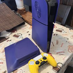 Digital Playstation 5 Slim 1TB With Purple dbrand Covers And Extra Disc Cover Plate