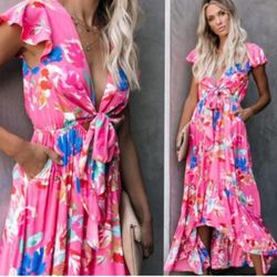 Vici Dolls Hot Pink Floral Dress