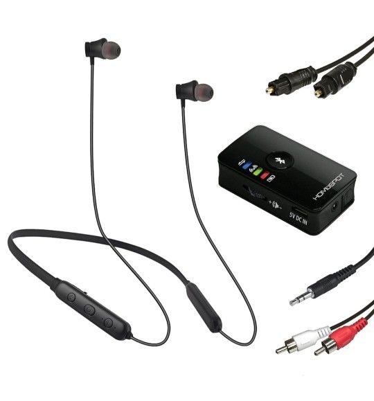 HomeSpot Wireless Neckband Headphones for TV Watching with Bluetooth 5.3 aptX LL Transmitter No Delay Lightweight High Volume Ideal for Seniors