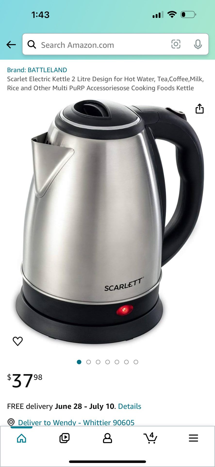 Scarlet Electric Kettle 2 Litre Design for Hot Water, Tea,Coffee,Milk, Rice and Other Multi PuRP Accessoriesose Cooking Foods Kettle