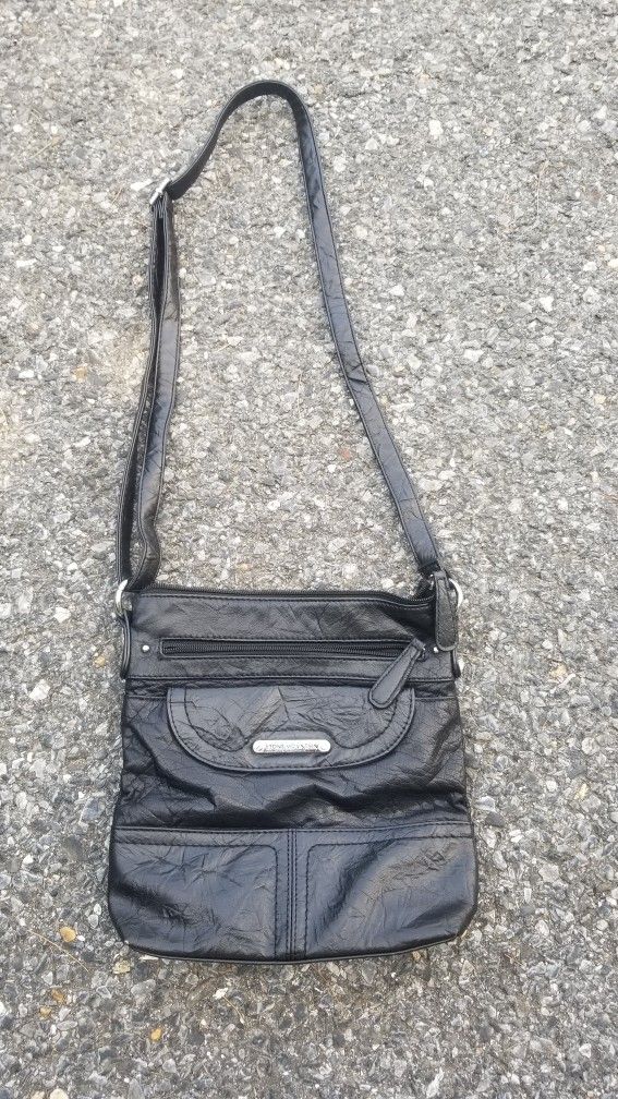 Stone Mountain Black Leather Crossbody Purse