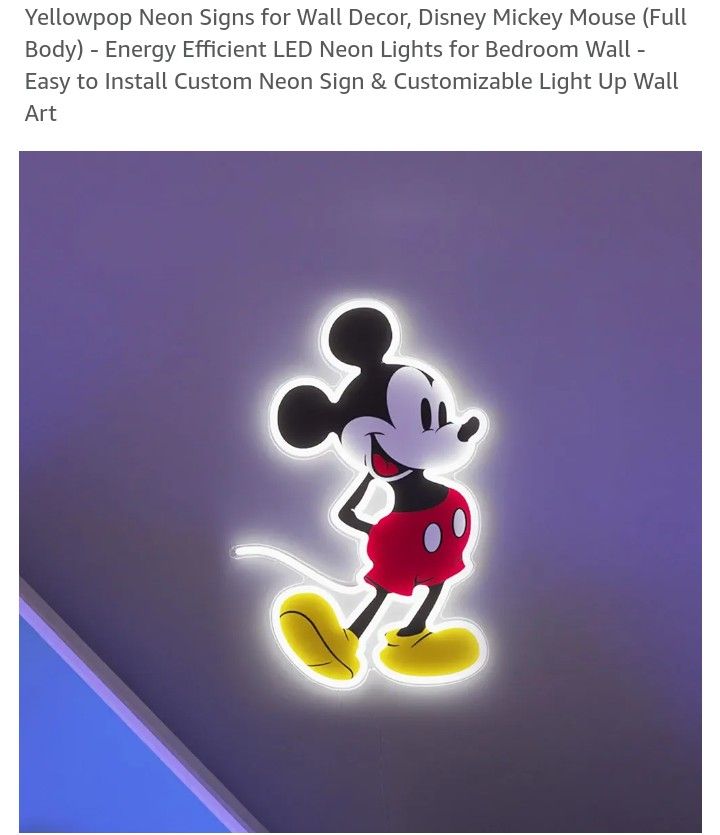 MICKEY MOUSE LED NEON WALL LIGHT $75