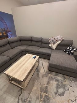 Large Gray Sectional with Chaise