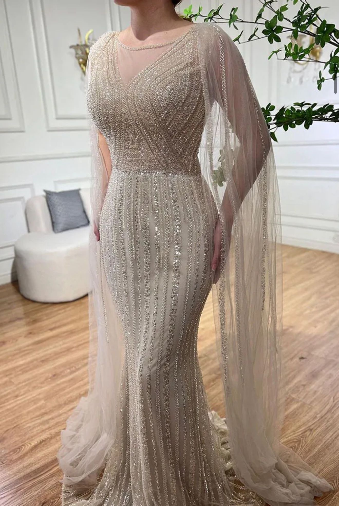 Elegant Serene Hill Gold Evening Gown
