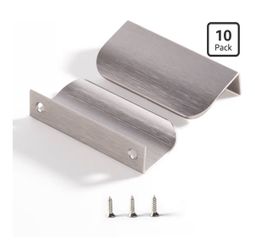 Edge Finger Tab Pulls for cabinets Kitchen Invisible Hardware Concealed Drawer Pull Aluminum Flat Hidden Door Handles Pack of 10 Modern Brushed Nickel