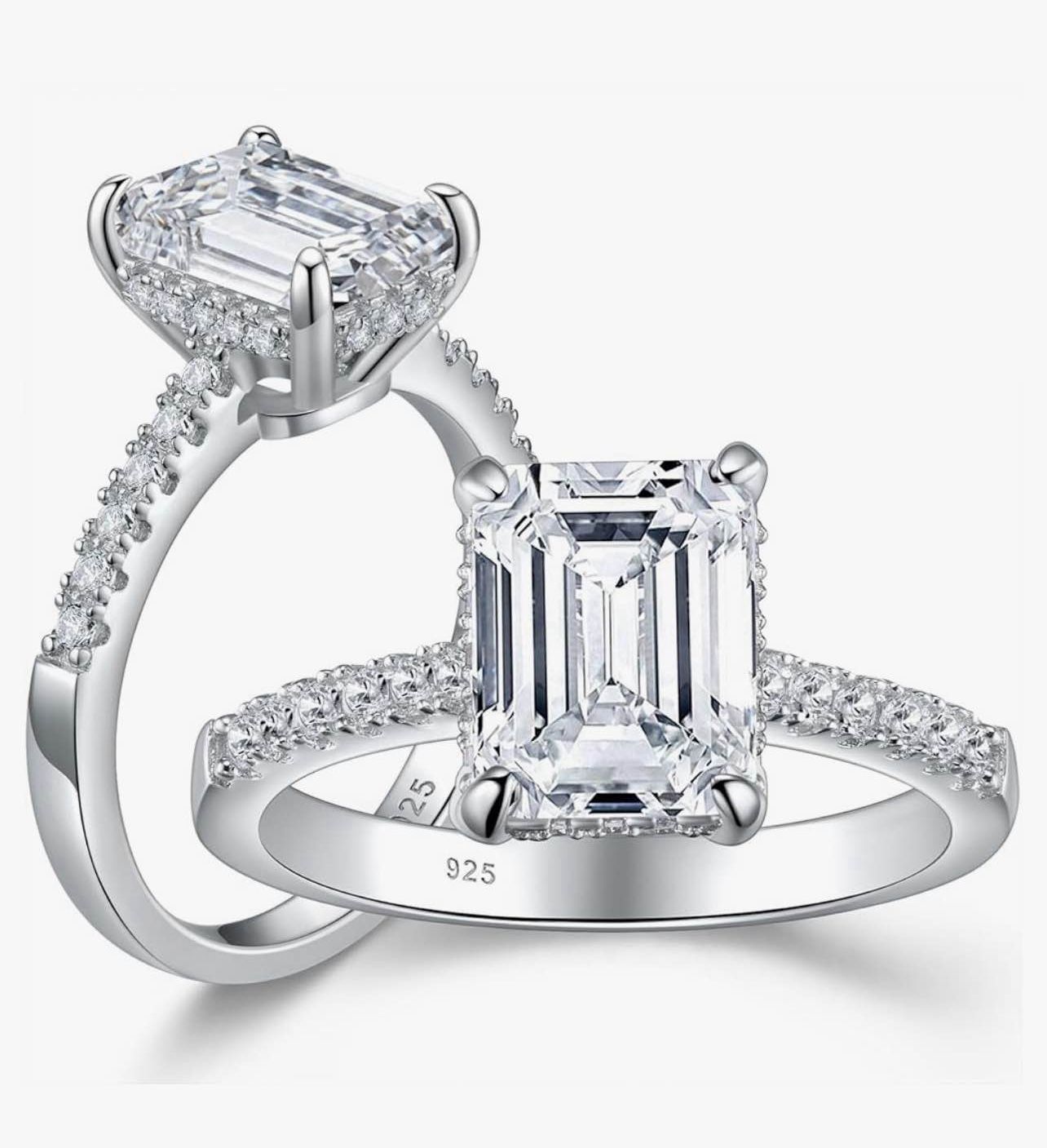 SHELOVES 3 Carat Emerald Cut Engagement Rings AAAAA White Cz 925 Sterling https://offerup.com/redirect/?o=U2lsdmVyLk5FVw== in box.(Size 6)