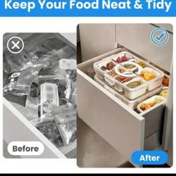 4 Pack / Divided Serving Tray With Lid Snack Box Container With Lid And Handle Divided Snack Box For Portable Snack Trays, Perfect For Candy, Fruit, A