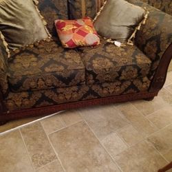 COUCH LOVESEAT AND SIDE TABLE SMOKE GLASS