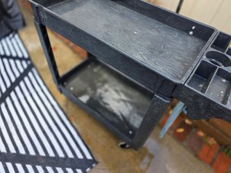 Black Plastic 2-Shelf Utility Cart