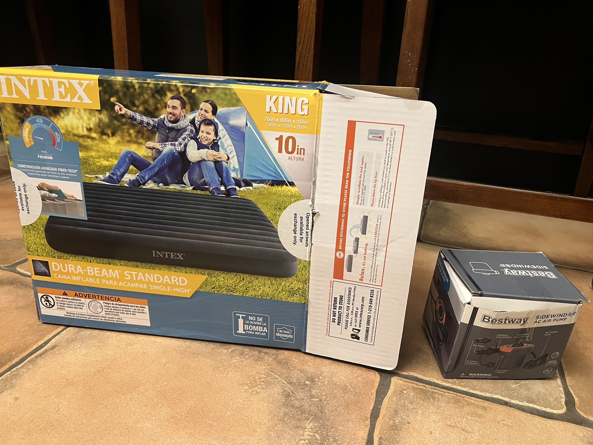 Intex King Mattress & Pump - $30
