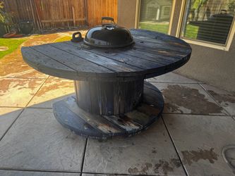 Large Wooden Cable Spool Table