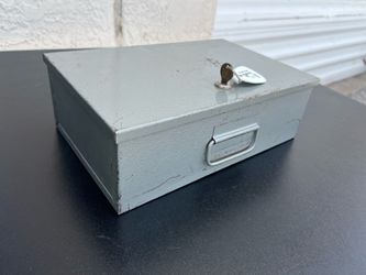 Vintage 80’s Steel Safe Cash Deposit Box with Key 12.5x8x4.5in