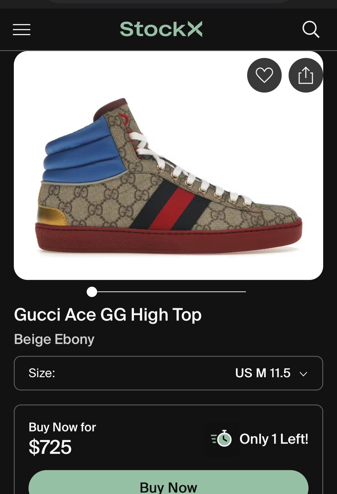 Gucci Ace GG High top Sz 10