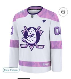 Men's Anaheim Ducks Fanatics White 2024 Hockey Fights Cancer Custom Practice Jersey M