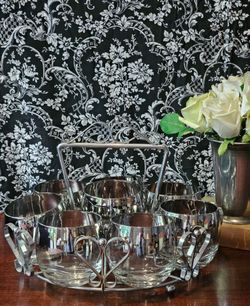 MCM set of Glasses w/ Caddy