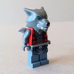 LEGO Grey Werewolf Minifigure with Tail & Red Plaid Shirt Collectible