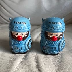 Vintage Ceramic Blue Viking Salt and Pepper Shaker Set Made in Japan