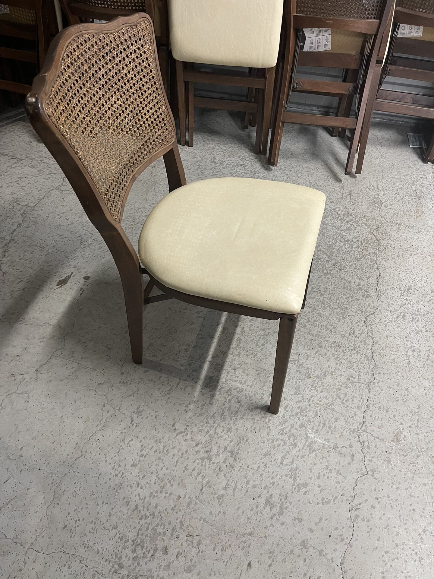 Walnut Cane Back Folding Dining Chair