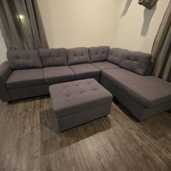 Reversible Gray Sectional Sofa