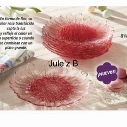Princess House Juego De 8 Platos De Cristal En Forma De Flor Nuevos En Sus Cajas 