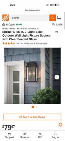 Shop Home Decorators Collection Sirrine 17.25 in. 2-Light Black Outdoor Wall Light Fixture Sconce with Clear Seeded Glass