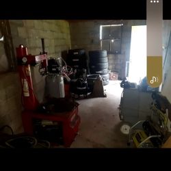 Accu-turn Tire Changer, New Air Compressor 200 Gal And Bubble Balancer 