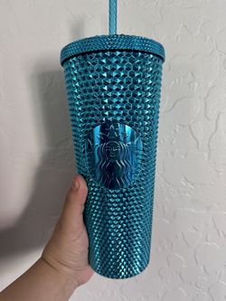 Starbucks 2023 Blue Chrome Studded Venti 24oz Tumbler with Straw