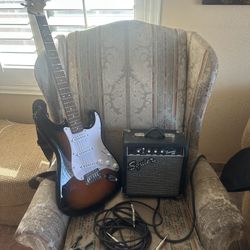 Stratocaster Guitar With Amp