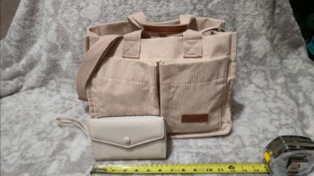 Corduroy Tote Bag with Matching Wallet