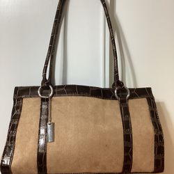 Sag Harbor Womens Handbag    Tan / Dark Brown EUC              (GT003K) 