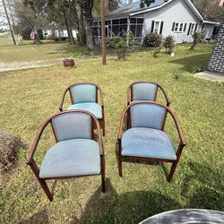 Set of 4 Upholstered Accent Chairs Solid Wood