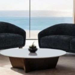 Brand New Black Chenille Modern Style Sofa & Loveseat 