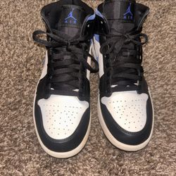 Air Jordan 1 Mid Men's Sneakers Size 10.5 White/Black/Racer Blue