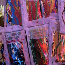 Foil Fringe Party Curtains, And Tables Skirts