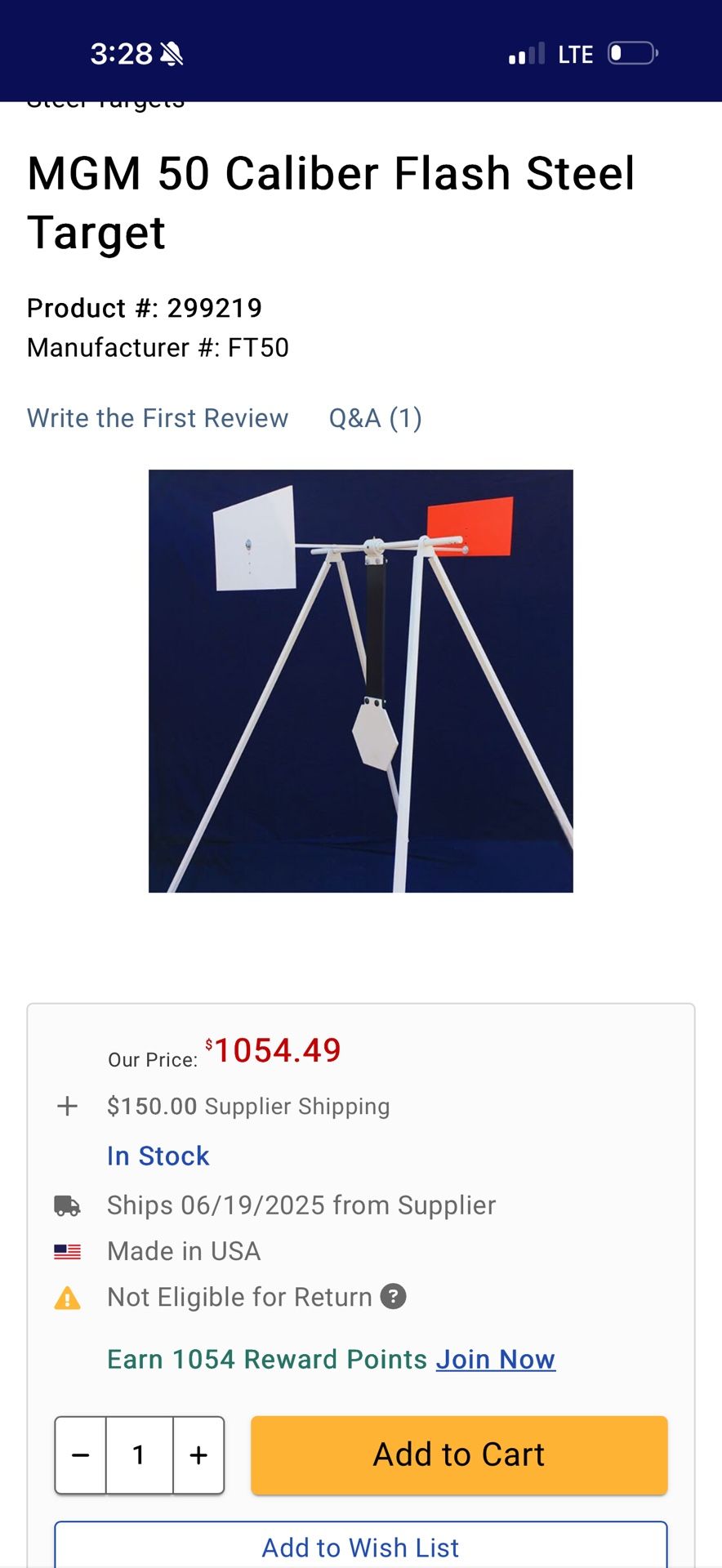MGM 50 Caliber Flash Steel Target FT50