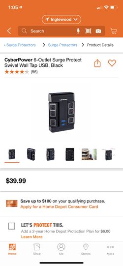 CyberPower Surge Protector+USB Wall Tap