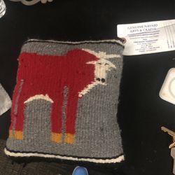 Handmade Native American Red Cow Pillow